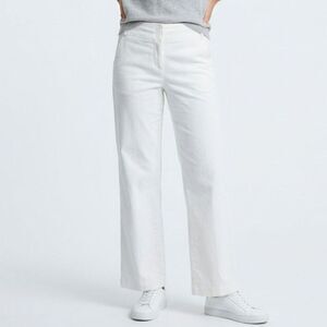 LOFT White Wide Leg Trousers - Size 6 - High Rise Career Pants